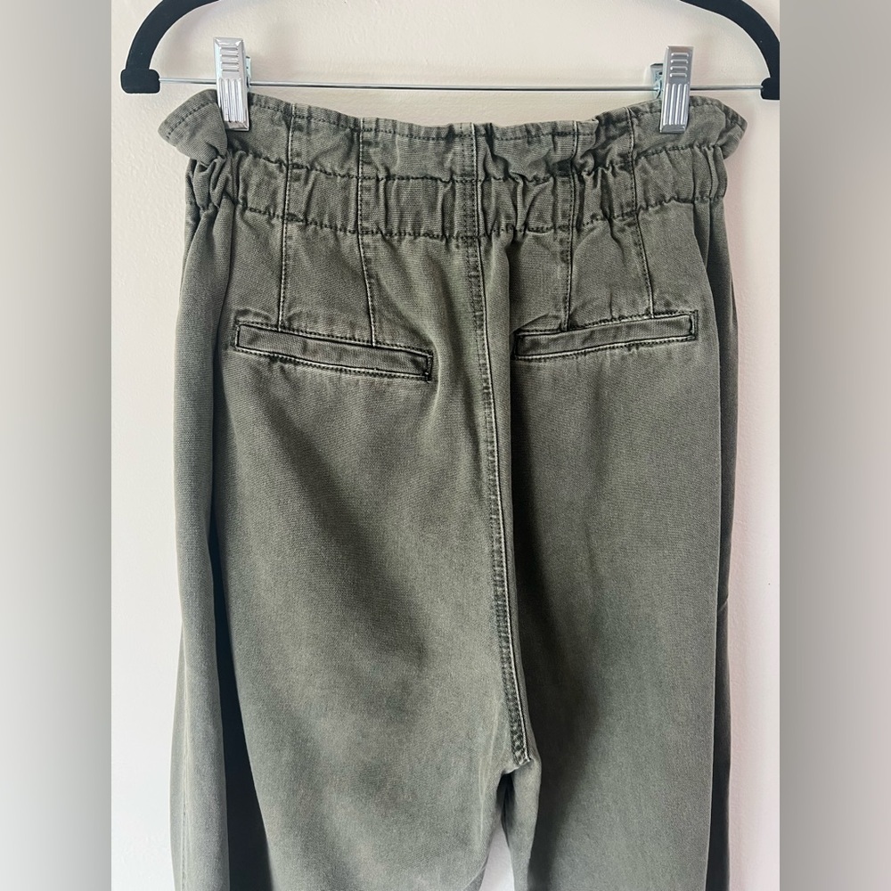 Free People Margate Pleated Paperbag Tie Waist Sugar Kelp Green Trouser Size XS - Picture 4 of 10